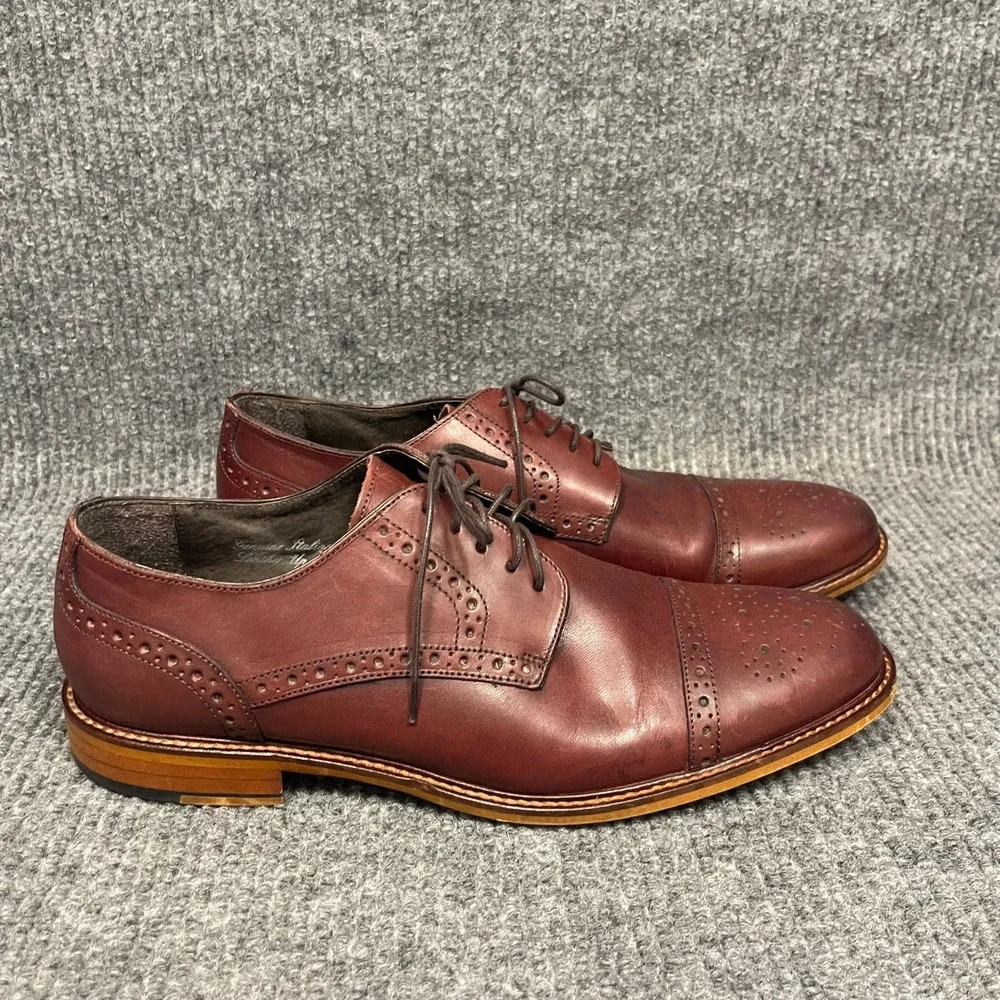 Joseph Abboud Cap Toe Derby Mens 11.5 Tan Italian Leather Brogue Medallion Toe
